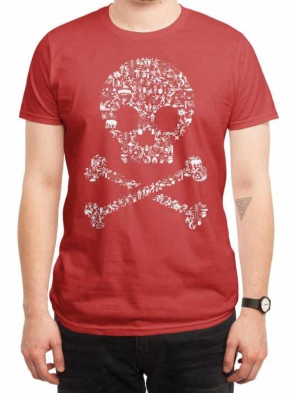 Red Stick Figures in Peril t-shirt